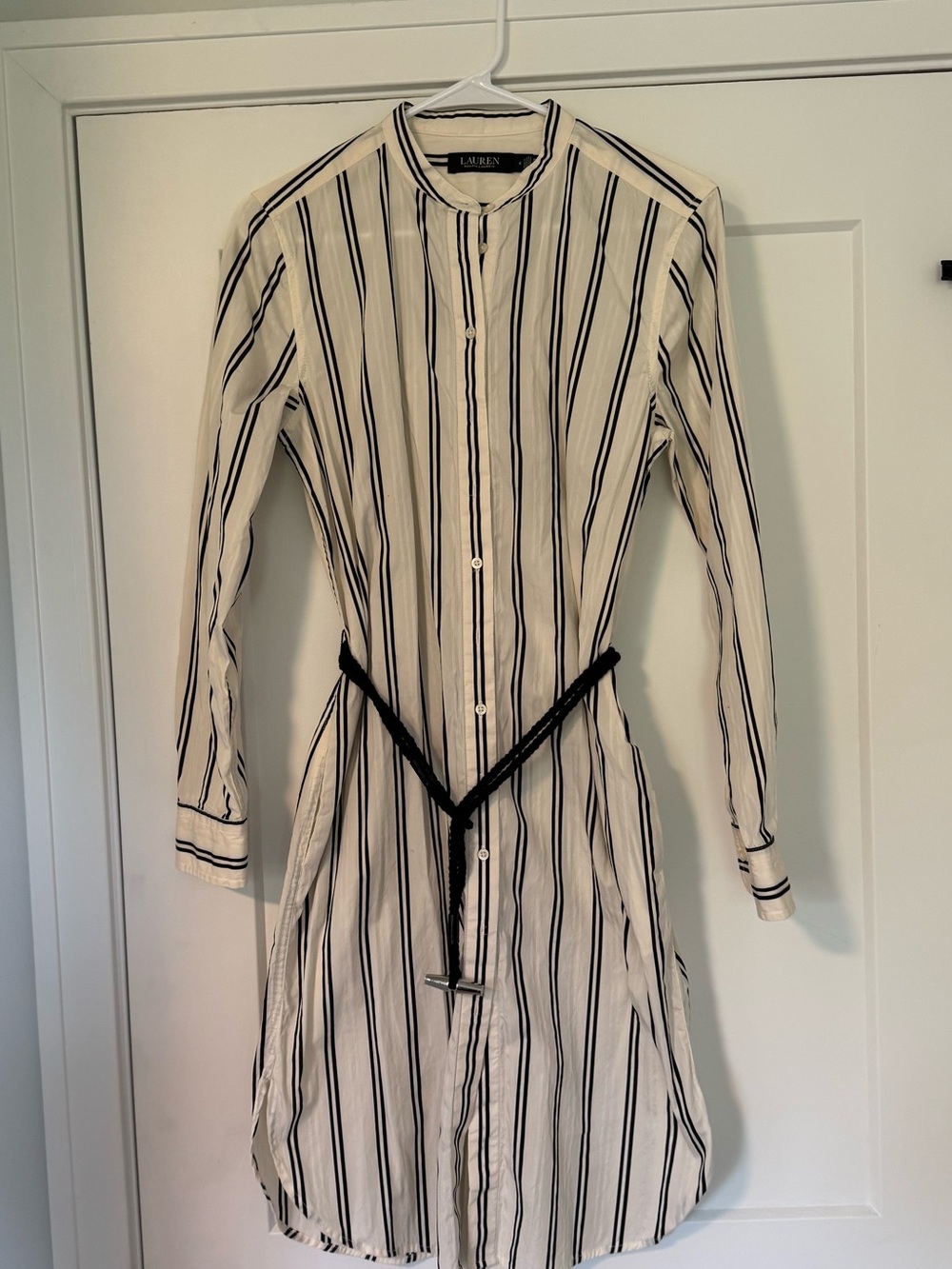 Lauren Ralph Lauren Striped Belted Shirt Dress Size 4 NWOT